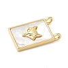 Brass Pave Natural White Shell Pendants KK-S522-02B-G-2