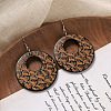 Flat Round Wood Dangle Earrings FS-WGF3184-03-1