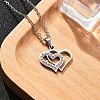 304 Stainless Steel Crystal Rhinestone Heart Pendant Cable Chain Necklaces for Women NJEW-Z056-01B-P-3