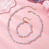 Natural Blue Lace Agate Chip & Dyed Natural Malaysia Jade & Synthetic Hematite & Shell Pearl Bead Necklace & Bracelets Sets SJEW-JS01377-1