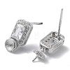 Rhodium Plated 925 Sterling Silver with Clear Cubic Zirconia Stud Earring Findings STER-G036-15P-2