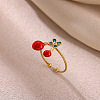 Fruit 304 Stainless Steel Enamel Cuff Open Rings WGD941B-02-1