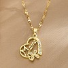 Mother's Day Brass Pave Cubic Zirconia Mama Heart with Butterfly Pendant 304 Stainless Steel Dapped Chain Necklaces for Women WG2F4E4-02-1