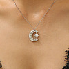 Brass Crystal Rhinestone Moon with Sun Pendant Necklaces for Women WG06C1A-03-1