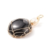 Synthetic Black Stone Pendants PALLOY-JF01556-07-2