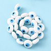 Flat Round Evil Eye Lampwork Bead Strands LAMP-R118-07-4