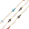 Brass Enamel Cross with Evil Eye Link Chains CHC-P009-12G-1