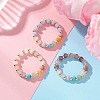 3Pcs Gemstone Disc Bead with Brass Finger Rings RJEW-JR00985-02-1