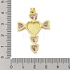 Rack Plating Brass Micro Pave Cubic Zirconia Heart Shape Virgin Mary Cross Pendant KK-S380-44D-G-3