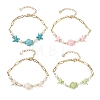 Synthetic Turquoise & Shell Pearl Beaded Link Bracelets BJEW-JB13807-2
