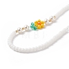 Handmade Millefiori Glass Flower & Shell Pearl Beaded Necklace for Women NJEW-TA00039-5