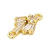 Brass Clear Cubic Zirconia Connector Charms/Links FIND-L019-07G-02-2