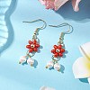 Natural Shell Pearl Beads & Glass Seed Dangle Earrings EJEW-MZ00310-02-1