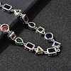 Brass Pave Colorful Cubic Zirconia Geometric Link Chain Necklaces NJEW-P337-01P-2