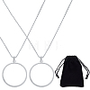 2Pcs Flat Round 5X Magnifying Glass Pendant Necklaces NJEW-SP0001-03P-1
