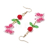 Glass Seed Beads Butterfly Dangle Earrings EJEW-MZ00347-04-4