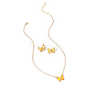 Butterfly Acrylic Rhinestone with Iron Pendant Necklaces & Stud Earrings Sets for Women WGFFCAF-01-3