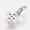 Brass Micro Pave Cubic Zirconia Tiny Cross Charms ZIRC-E147-61P-2