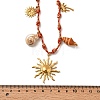 Summer Beach 304 Stainless Steel & Electroplated Natural Shell Pendant Adjustable Polyester Cord Necklaces for Women NJEW-F348-01D-G-5