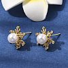 Brass Micro Pave Cubic Zirconia Stud Earring EJEW-H180-08G-1