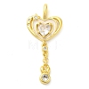 Heart Real 18K Gold Plated Rack Plating Brass Micro Pave Cubic Zirconia Pendants KK-S396-09B-1