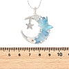 Natural Aquamarine Wire Wrapped Moon with Acrylic Butterfly Pendant 304 Stainless Steel Ball Chain Necklaces NJEW-TA00266-01-4