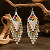 Bohemian Style Handmade Earrings with Glass Beads and Tassels QT0672-1-1