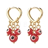 Evil Eye Lampwork Round Beads Dangle Hoop Earrings EJEW-JE04826-05-1