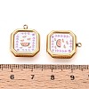 Printed Style 304 Stainless Steel Square with Flower Pendants STAS-T071-24A-G-3