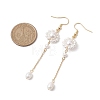 Shell Pearl with Brass Dangle Earrings for Women EJEW-TA00558-3