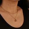 304 Stainless Steel Teardrop Pendant Double Layer Necklaces for Women WG23FFF-01-2