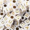 156Pcs 26 Style White Plating Acrylic Letters Beads SACR-YW0001-02-3