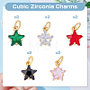 10Pcs 5 Colors Rack Plating Brass Micro Pave Cubic Zirconia Charms ZIRC-HY0001-05-4