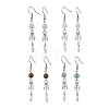 Round Natural Mixed Stone & Natural Pearl Bead Tassel Dangle Earrings EJEW-JE06936-2