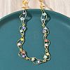 Brass Enamel Evil Eye Link Chain Necklaces NJEW-G183-01G-03-3