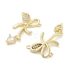 Rack Plating Brass Pave Clear Cubic Zirconia Bowknot Connector Charms KK-Z064-35G-01-2