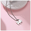 201 Stainless Steel Black Enamel Baby Bear Pendant Necklaces for Mother's Day WG98DEA-01-1