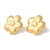 Textured Flower Ion Plating(IP) 304 Stainless Steel Stud Earrings for Women EJEW-L287-030G-1