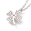 Rhodium Plated Sterling Silver Clover Pendant Necklace with Clear Cubic Zirconia for Women NJEW-P267-03P-3