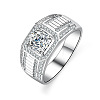 Rhodium Plated 925 Sterling Silver Micro Pave Cubic Zirconia Finger Rings WGBE16F-18-4