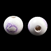 Printed Wood European Beads WOOD-G029-03A-2