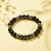 Natural Lava Rock & Synthetic Black Stone & Hematite Stretch Bracelet BJEW-JB08169-2