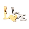 304 Stainless Steel Rhinestone Split Pendants STAS-F368-15GP-1