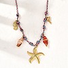 Summer Beach 304 Stainless Steel & Electroplated Natural Shell Pendant Adjustable Polyester Cord Necklaces for Women NJEW-F348-01C-G-1
