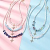 Alloy Crystal Rhinestone Star Pendant Natural Mixed Gemstone Chip and Round White Glass Pearl Beaded Necklaces NJEW-JN05696-1