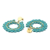 Woven Glass & Brass Beaded Donut Dangle Stud Earrings EJEW-A105-05G-03-2