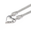 Clear Cubic Zirconia Heart with Padlock Pendant Necklace NJEW-L170-06P-1