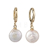 Natural Pearl Leverback Earrings EJEW-JE06877-02-3
