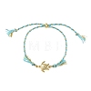 Ocean 304 Stainless Steel Link Adjustable Braided Polycotton Metallic Cord Slider Bracelets BJEW-JB14245-01-4