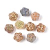 Picasso Baking Paint and Golden Metal Enlaced Glass Beads DGLA-T004-47M-1